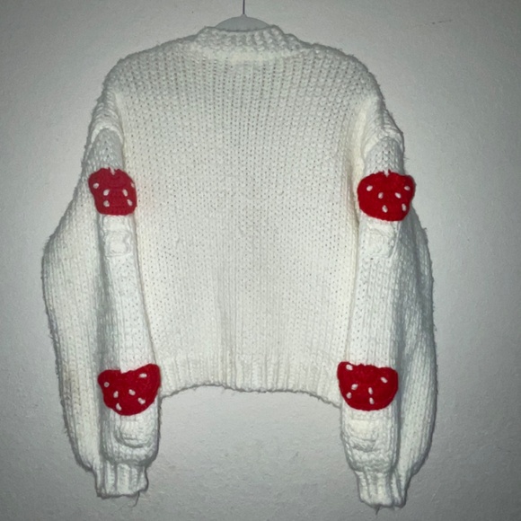LOVE + HARMONY Chunky white whimsicle cardigan with Watermelon Slices SZ L - Picture 3 of 5